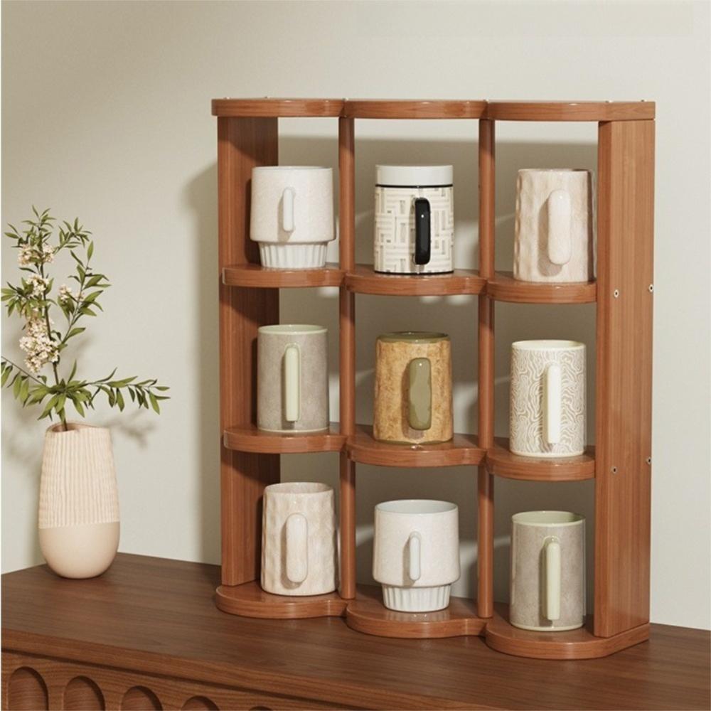 Minimalistisches Multi-Gitter Tassenaufbewahrungsregal Holz Tassen-Ausstellungsständer Schreibtisch-Organizer Kaffeetasse