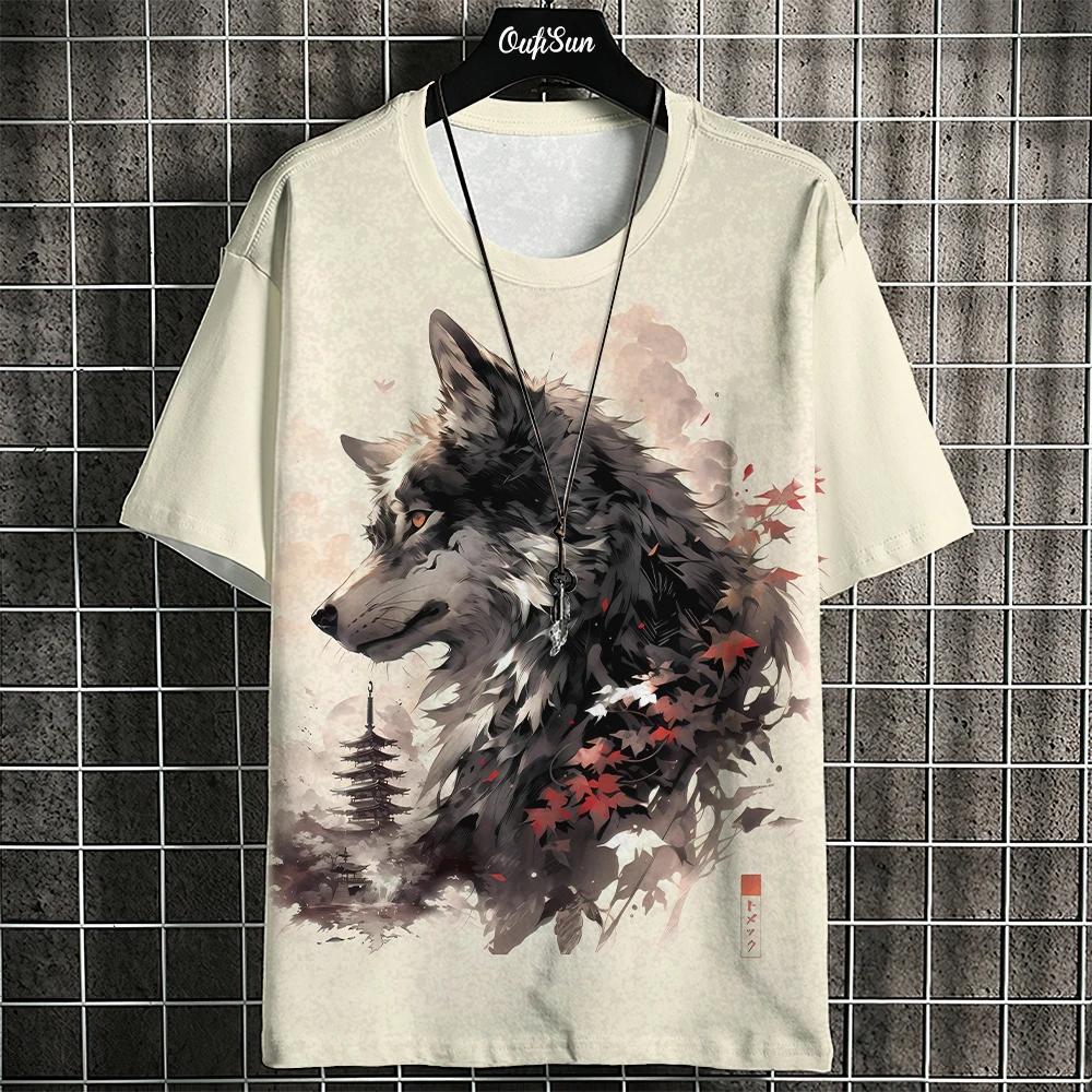 Summer Short Sleeve Harajuku Print Aniam T Shirt For Men O-Neck Oversized Pullover Fashion Streetwear Fashion Mens Clothing