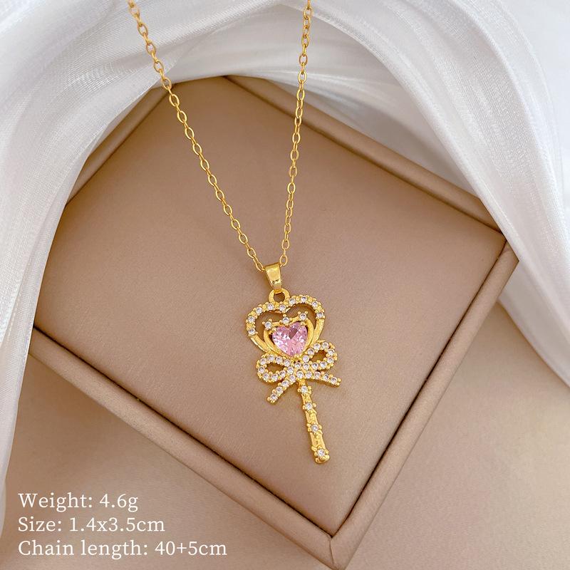 Mickey Head Heavy Industry Necklace Women'S Copper Micro-Inlaid Real Gold Electroplating Delicate Clavicle Chain Neck Chain