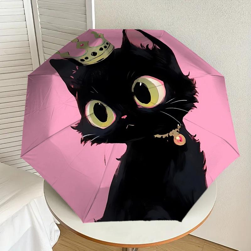 Royal Kitty Umbrella: A Charming Companion for Outdoor Adventures, Featuring Auto-Open/Close Mechanism and Lightweight Design - Perfect as a Gift