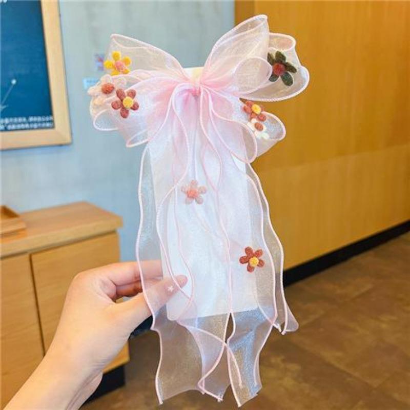 Super Fairy Bow Headwear  Hair Band Girls' Hair Tie  Hair Ribbon  Pearl Tassel  Braid  Hair Clip  Girls' Hair Accessory  Children's Hair Clip