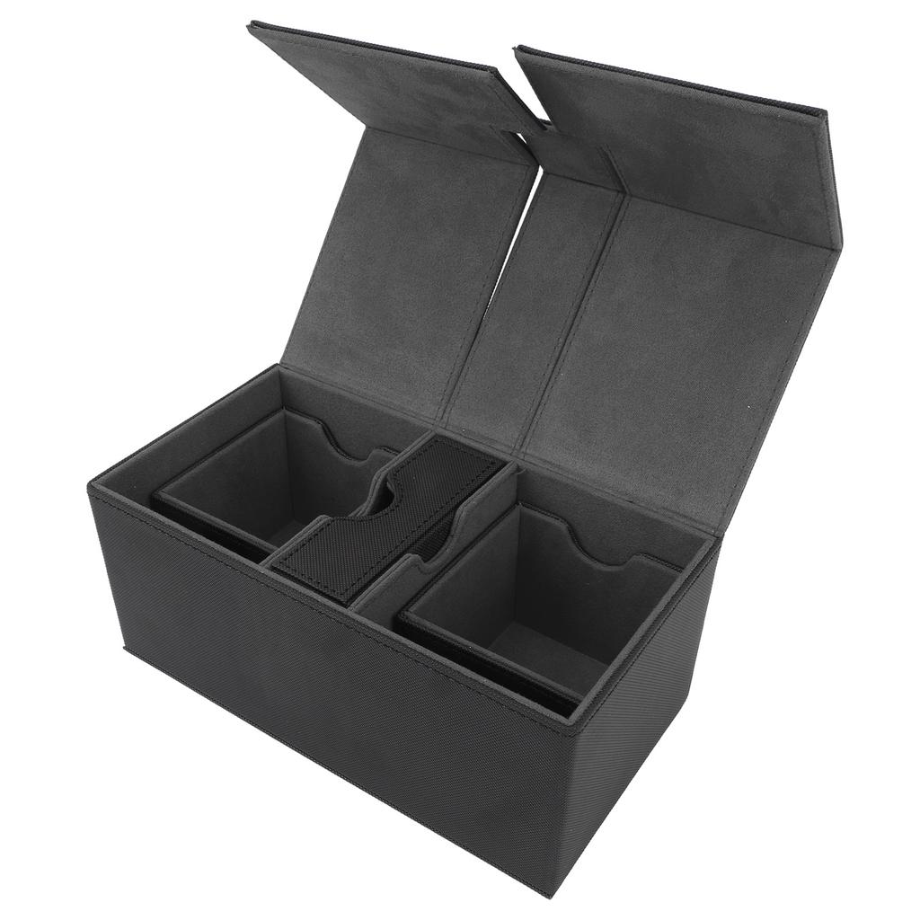Card Deck Box with 3 Drawers Large Capacity Magnetic Closure PU Leather Game Card Storage Box for Holding Over 200
