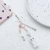 Cute Sweet Bowknot  String Beads Flocking Kitty Key Chains Mobile Phone Pendant for Women Exquisite Cat Jewelry Accessory Gifts