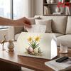 2D Flat 1pc, Tissue Box. Spring Flower Basket Pattern Napkin Dispenser, Reusable, Daily Desktop Tissue Organizer, Suitable for Kitchen Living Room Bed