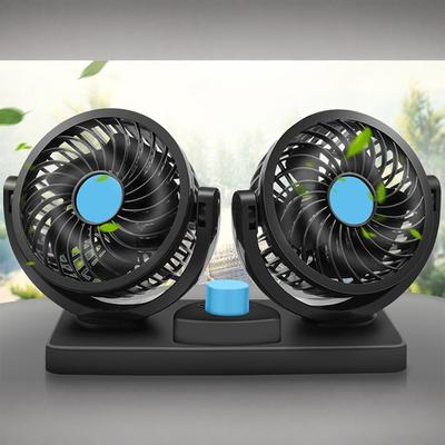 Dual Head Car Fan USB Powered 5V Portable Vehicle Cooling Fan with Suction Cup Mount Adjustable Angle for 12V 24V Cars Trucks