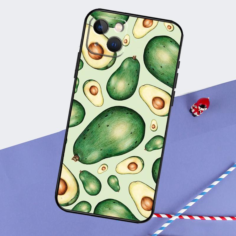 Avocado Collage Phone Case For iPhone 16 15 Pro Max 12 13 Mini 11 14 Pro Max XR 16 15 Plus 16e Cover Coque