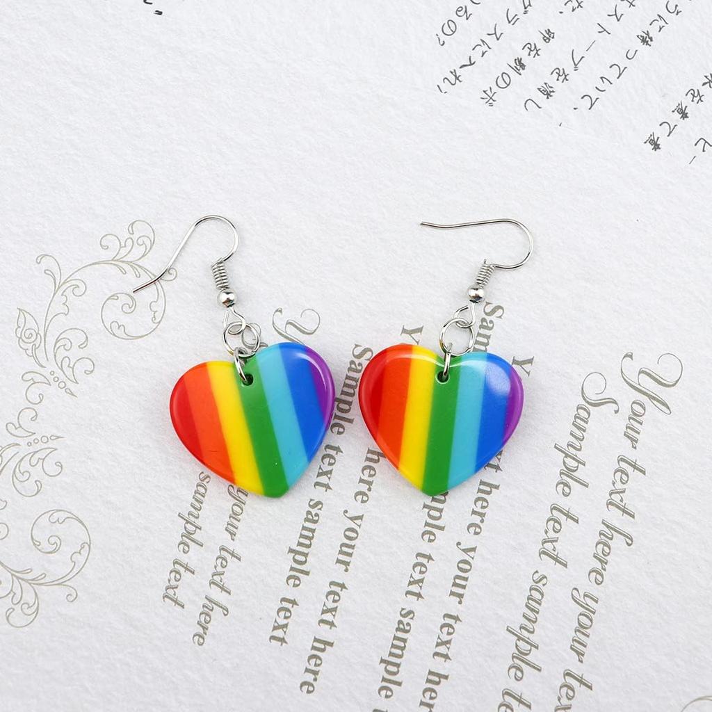 Rainbow Pride Earrings Gifts LGBT Lesbian Gay Pride Rainbow Earrings for Women Cute Star Heat Shape Drop Dangle Jewelry Gifts Accessories