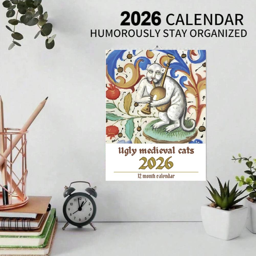 2026 Medieval Cat Mindful Magic Wall Calendar 12 Months Daily Weekly Monthly Agenda Schedule Organizer Planner Home Office Decor
