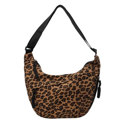GSenhui Crescent Bag for Women - Half Moon Nylon Dumpling Sling Crossbody Bag with Multi-Pockets for Travel - Side Hobo Shoulder Bag, Leopard-Brown,