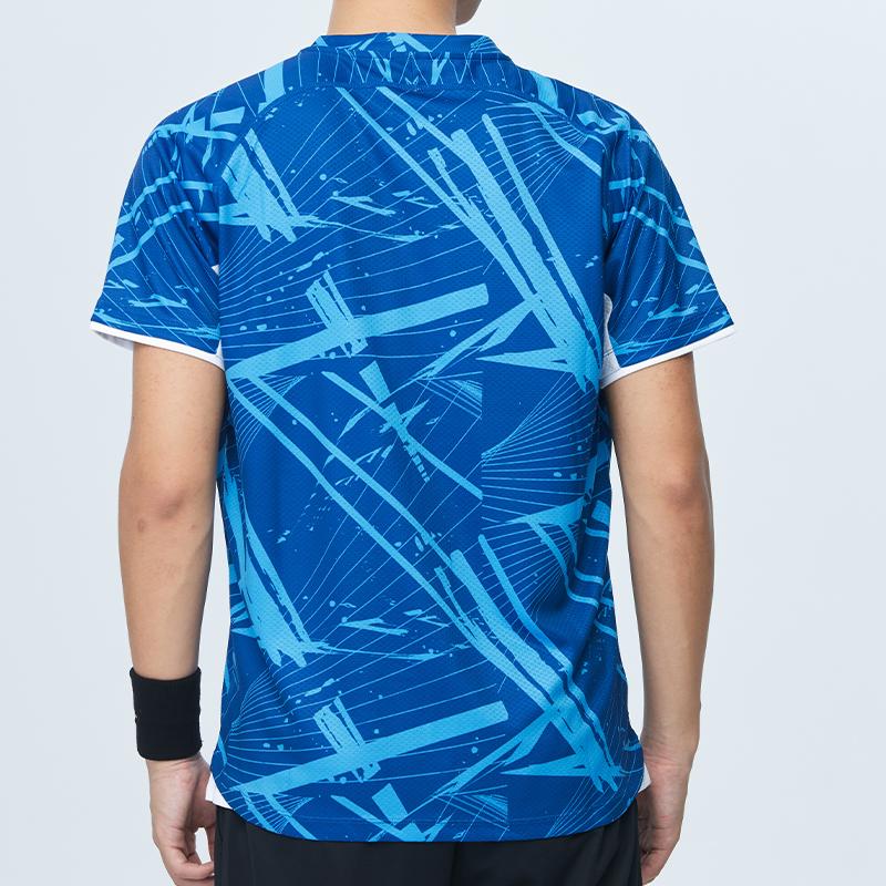 Mizuno Quick-Dry Sports Badminton Shirt Quick-Dry Sweat-Wicking Breathable Short Sleeve T-Shirt Unisex Tops Cobalt-Blue 72CA26Z1