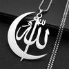 Islamic Allah Crescent Moon Symbol Necklace for Women Men Stainless Steel Gold Color Muslim Allah Chain Jewelry colar masculino