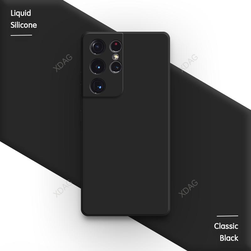 Original Offizielle Handyhülle für Samsung Galaxy S21 Ultra S21Ultra Plus FE 5G Weiches Flüssigsilikon Reines Basic Rückseitenabdeckung Gehäuse Samsung S21 Ultra black