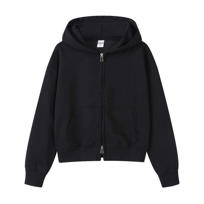Silver Fox Velvet Women's 450g Heavyweight Hooded Sweatshirt - Short, Trendy Drop Shoulder Pullover for Autumn/Winter
