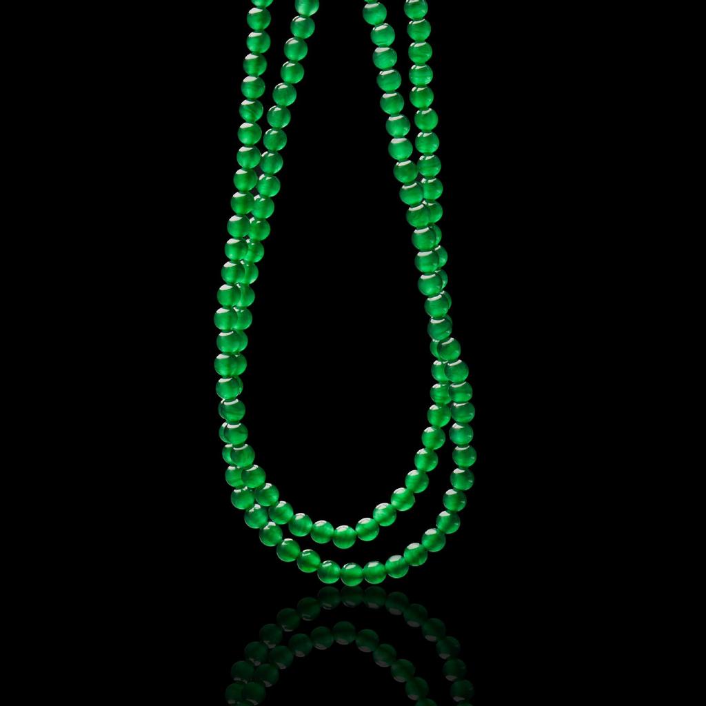 Natural Grade A Imperial Green Jadeite Bead Necklace & Bracelet Set