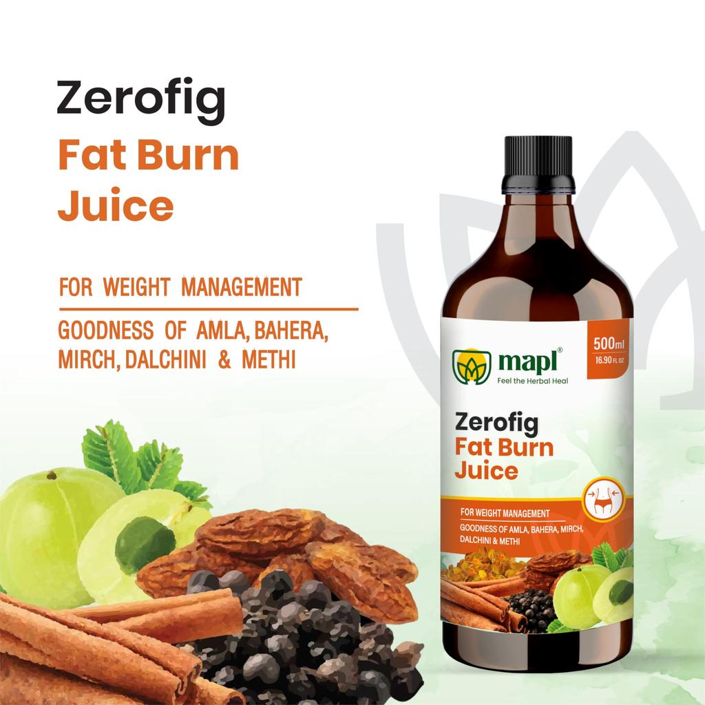MAPL Zerofig Fat Burn Juice Ayurvedic Herbal Drink With Amla, Saunth And Pippali Supports Weight Management, Metabolism And Digestion For Active Li