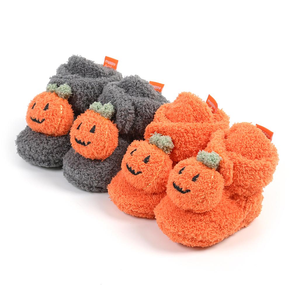 New Autumn/Winter Pumpkin Baby Toddler Shoes - Soft, Warm Cotton with Soft Sole (Model M2043) - Perfect for Halloween!