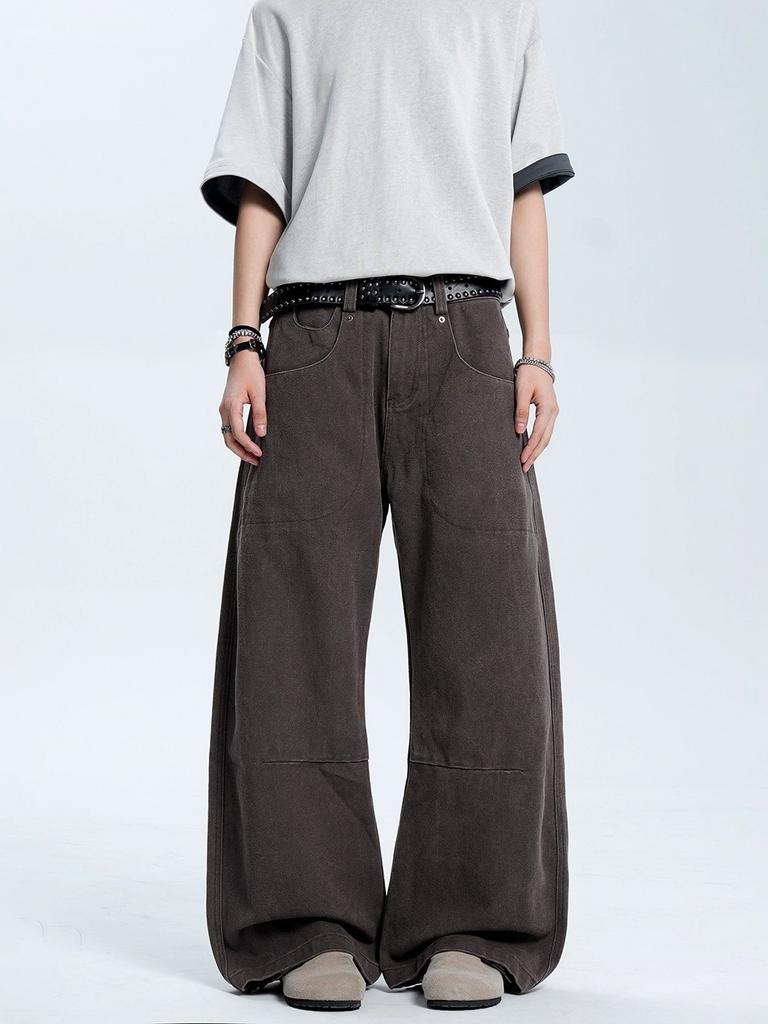 European and American Street Retro Loose Scimitar Jeans Men's and Women's Trendy Brand Urban New Lazy Casual Wide-legged Pants