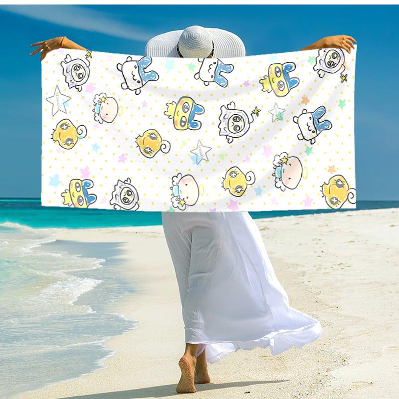 Proof Beach Towel with T-Tamagotchis Virtual Pet Pattern - Soft,absorbent,quick-drying,machine Washable - Perfect for Swimming,camping,bathing