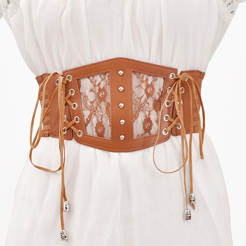 

Еластичні мереживні корсетні пояси для жінок Широкі еластичні пояси Жіноча готична сукня в стилі панк Корсетний пояс Чорний пояс LYF003 One Size