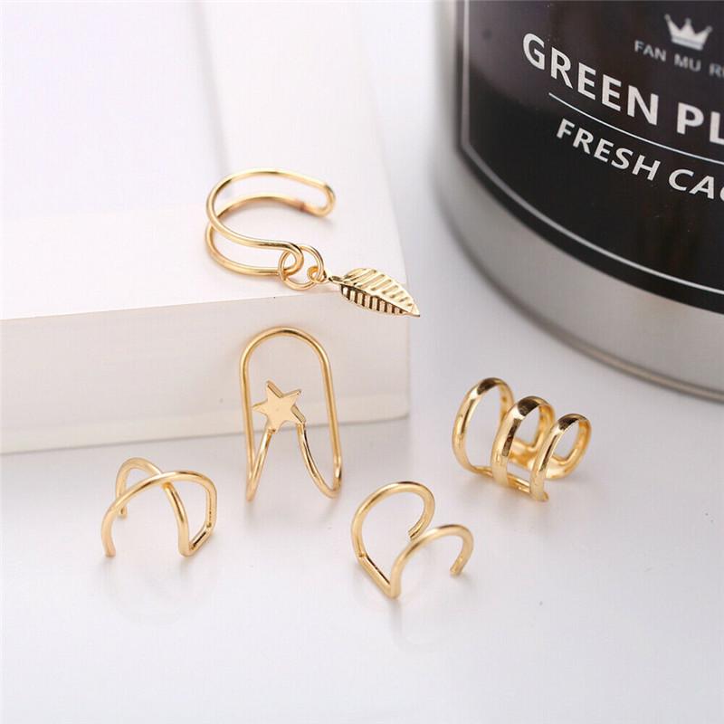 European & American 5-Piece U-Shape Double Layer Ear Clip & Stud Set