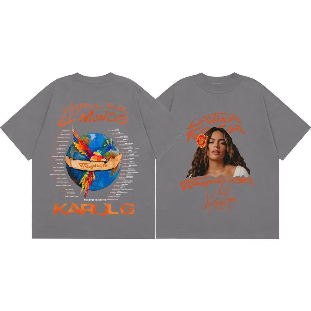 Sängerin Karol G Tropicoqueta Tour 2026 T-Shirt Herren Damen Harajuku Y2k Ästhetische T-Shirts Sommer Mode Lässiges Oversized T-Shirt