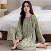 Pajamas Women's Spring and Autumn Pure Cotton Long-sleeved Women's Autumn Cotton Large Size Middle-aged Mother Autumn and Winter High-end Loungewear