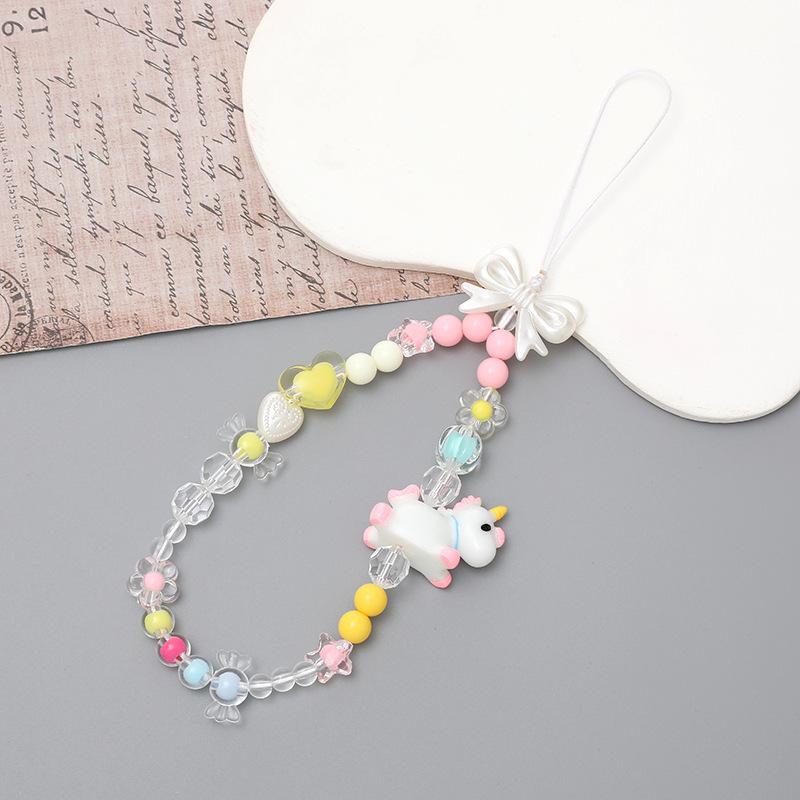 Colorful Bear Cartoon Phone Case Lanyard with Square Plaid Electroplating