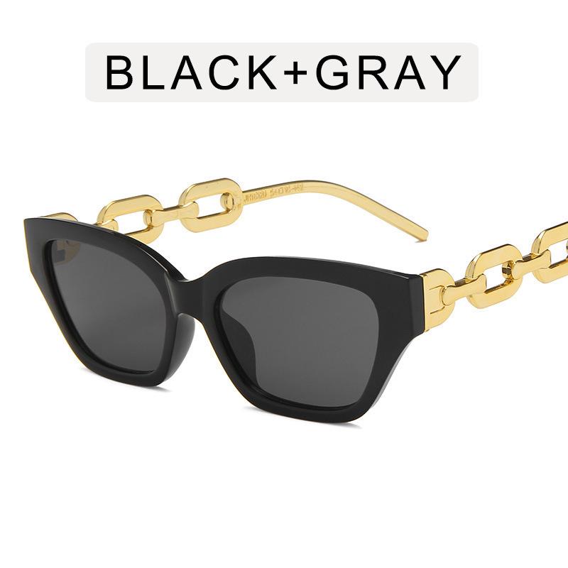 Retro Cat Eye Chunky Chain Sunglasses for a Small Face - European & American Hot Girl Style