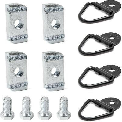 4 Set Truck Bed Rail Bolts Nuts Cargo D-Rings Tie Down Mount Kit Fits Nissan Frontier Titan W/Utili Track Bed Rail System