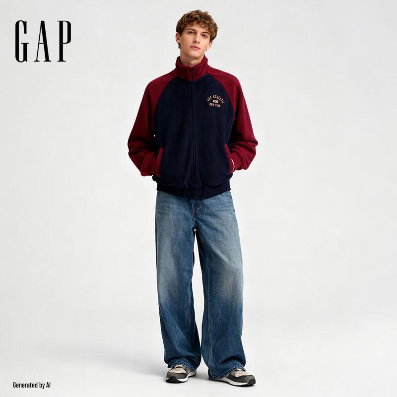 Gap Unisex 2025 Fall Colorblock Logo Fleece Stand-Collar Jacket