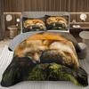 3D Fox Bedspread Set Woodland Animal Quilt Set for Kids Boys Girls Lovely Fox Wildlife Bedding Set Twin Full Queen King Size