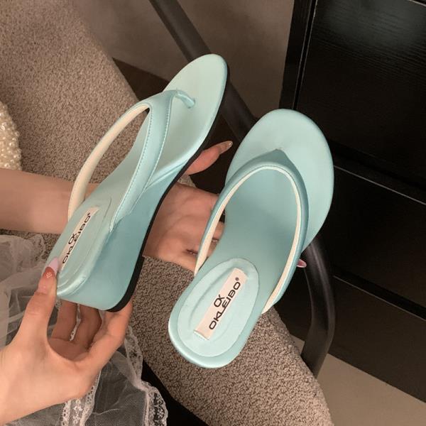 

Fashion Shoes Women Slippers Summer Rubber Flip Flops Beige Heeled Sandals On A Wedge Slides Low Soft Hawaiian Black Scandals Silk Fabr 35