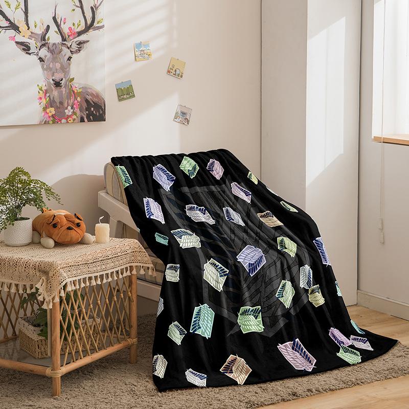 Cartoon Attack On Giant Series Double Sided Flannel 3D Digital Printing Blanket Cover
