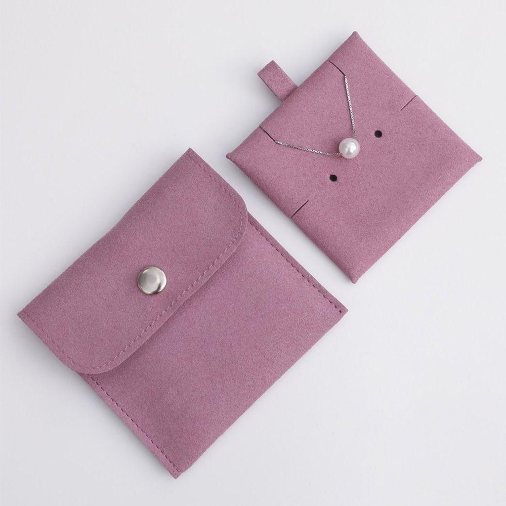 Portable Microfiber Snap Button Storage Pouch Jewelry Bag Bracelet Bag Packaging Bag