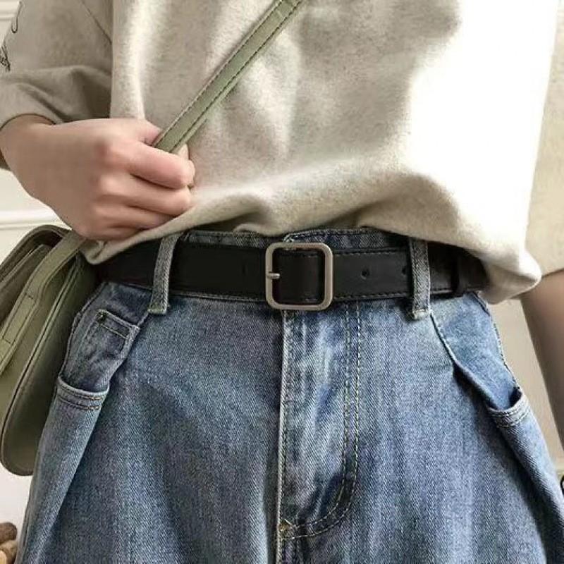 Vintage Black Women's Belt Effortless Fashionable Simple Pu Material For Stylish Outfits