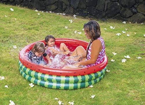 JILONG Watermelon 3-Ring Pool, 124 x 124 x 28cm (inflated size), JL-688000, RD/GR, Medium Size