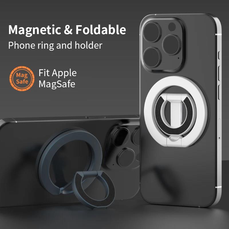 Magnetic Phone Finger Ring Holder 360 Degree Rotation Mobile Phone Stand For MagSafe Magnet Bracket For iPhone 16 15 14 Samsung