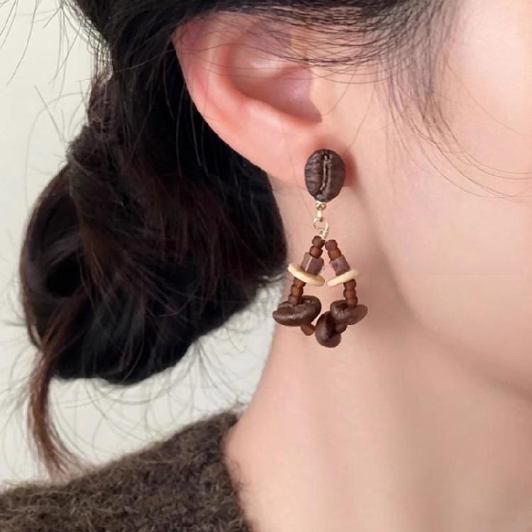 Trendy Coffee Bean Studs Earrings Comfortable Dangle Earrings Accessory Fashion Ethnic Style Jewelry for Coffee Lovers