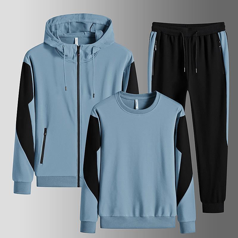 Pánské podzimní mikiny Soupravy Mikina s kapucí O Neck + Cardigan Mikiny+Dlouhé kalhoty Sady 3 ks Pánské tepláky Sportovní oblečení