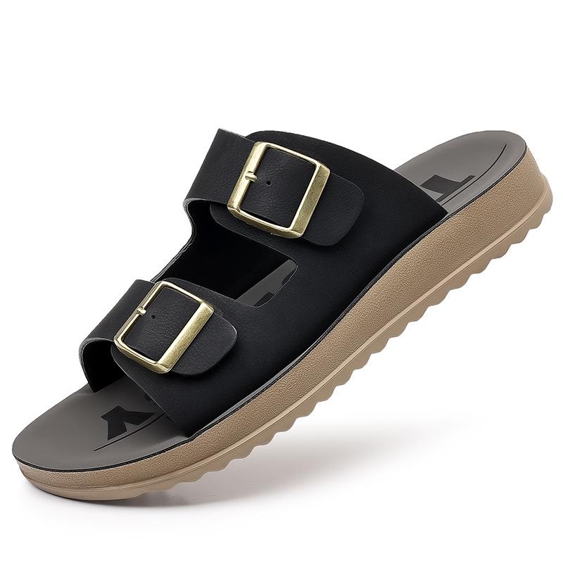 Men's shoes 2025 summer new men's fashion one-word drag thick-soled comfortable and versatile outdoor soft-soled beach slippers men