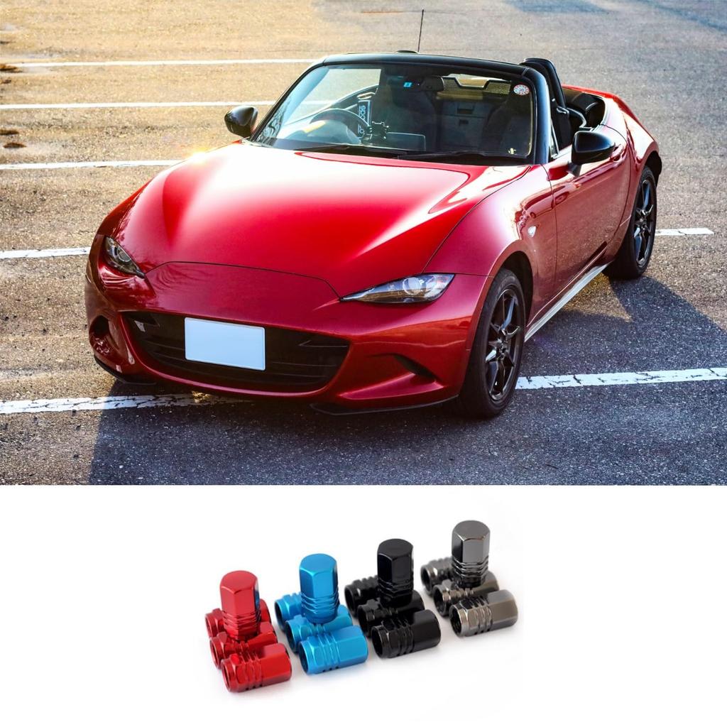 SowKow 4pcs Black Aluminum Alloy Air Valve Caps Light Weight High Hardness Corrosion Resistant Black