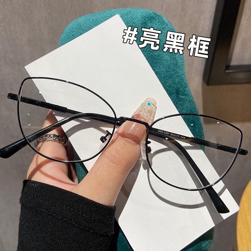 

New Cat Eye Anti Blue Light Glasses Metal Frame Non Degree Flat Glasses for Work Eye Protection Anti blue light
