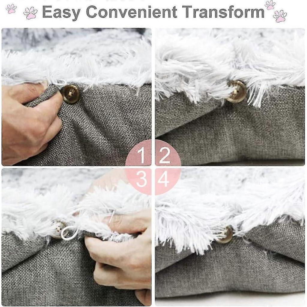 New ModelsCat Cushion Bed, Plush Pets Puppy Kitten Small Dog Super Soft Warm Washable Foldable (grey)