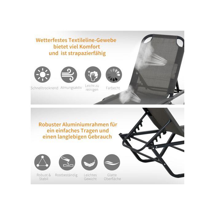 Chaise Longue - MUVOE - Ottoman Outsunny - Aluminium - Texteline - 5 Positions