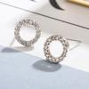 Rose Rhinestone Letter Stud Earrings: High-Quality Copper, Solid Color, New Chinese Style