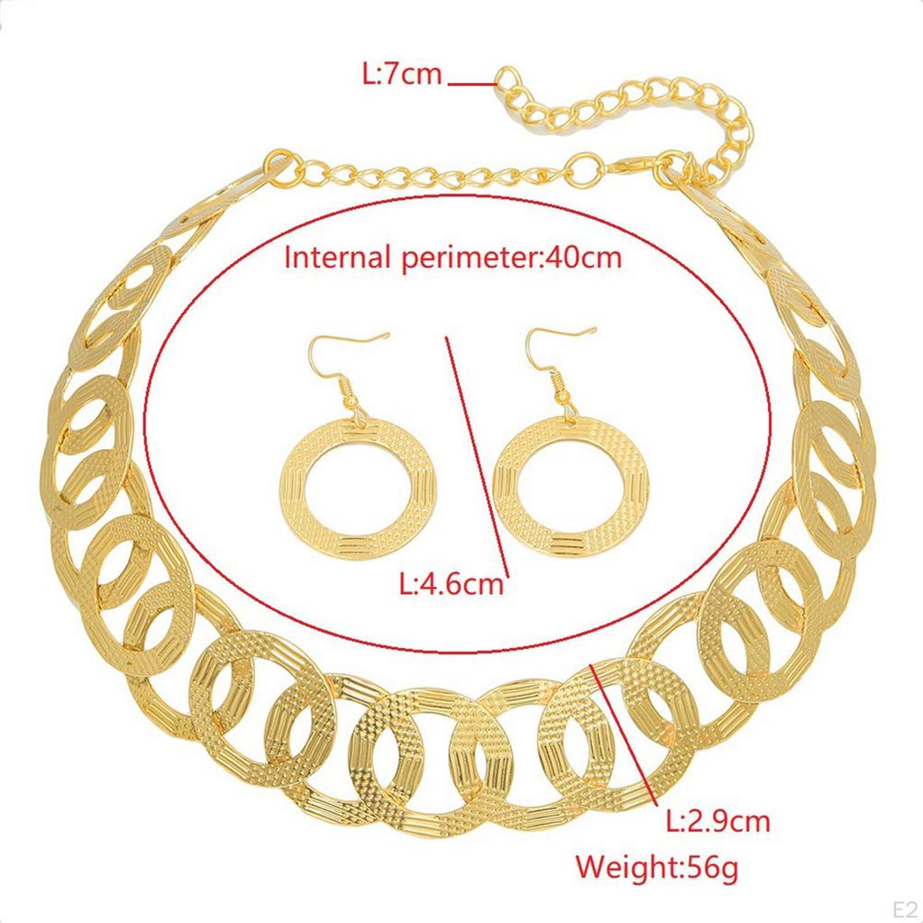 Exaggerated Choker Earrings Set Gift Vintage Adjustable Jewelry for Birthday