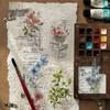 Tang Shi White Ink Sticker Pack: Retro Floral Scenery, Kaleidoscope Diary Series, 10 Sheets per Pack, 6 Designs Available