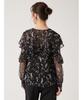 Lily Brown Starry Sky Embroidered Frill Blouse LWFT245101 Black Women's
