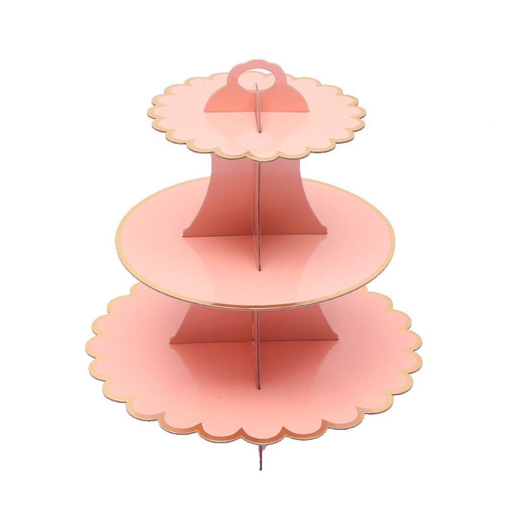 Cake Stand Afternoon Tea Wedding Plate Party Tableware 3-Layer Disposable Cake Stand Tower Suitable for Birthday Party