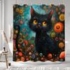 Schwarze Katze Ölmalerei Kunstwerk Duschvorhang Bohemian Sandfarben Bunt Bemalt Polyester Badezimmer Vorhänge Badezimmer Dekor mit Haken